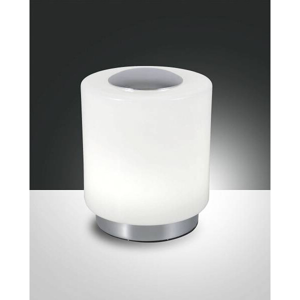 Fabas Luce Simi Tischleuchte LED 1x8W Metall und geblasenes Glas Verchromt