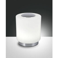 Fabas Luce Simi Tischleuchte LED 1x8W Metall und geblasenes Glas Verchromt