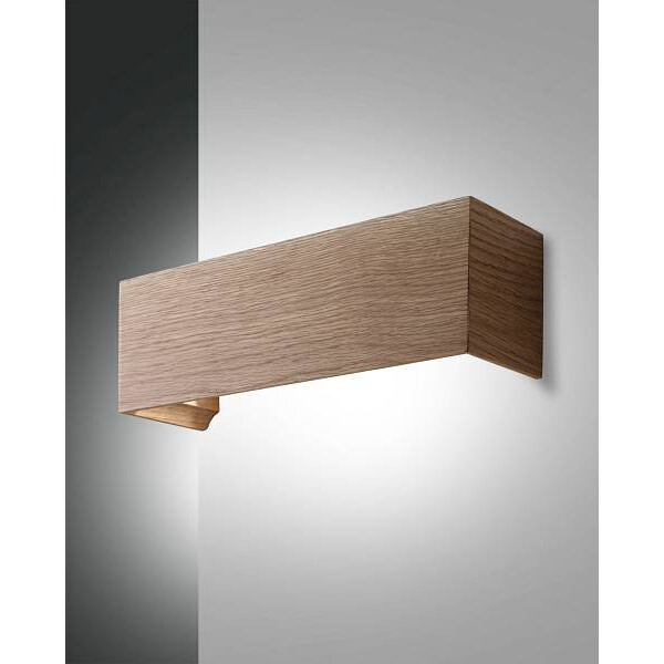 Fabas Luce Badia Wandleuchte LED 2x8W Metall und Holz Eichenholz
