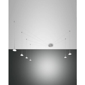 Fabas Luce Isabella Pendelleuchte inkl. Smartluce LED 6x8W Metall- und Methacrylat Aluminium satiniert