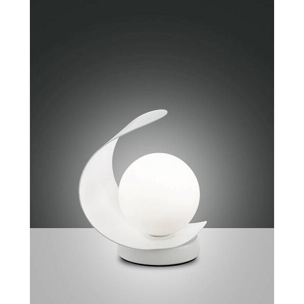 Fabas Luce Adria Tischleuchte LED 1x6W Metall und geblasenes Glas Weiss
