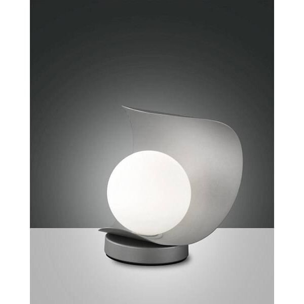 Fabas Luce Adria Tischleuchte LED 1x6W Metall und geblasenes Glas Silber