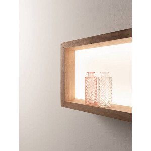 Fabas Luce Window Wandleuchte LED 1x35W Metall und Holz mit Glas Eichenholz
