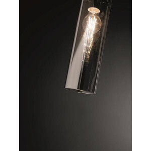 Fabas Luce Sintesi Pendelleuchte E27 1X60W Metall und Borsilicatglas Grau transparent