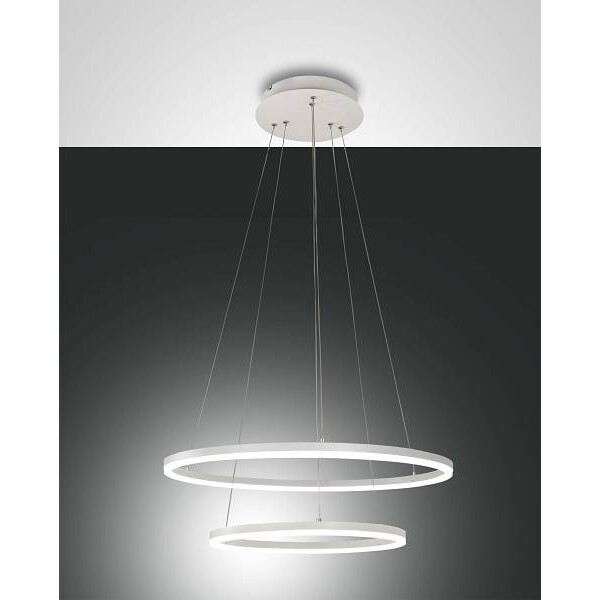 Fabas Luce Giotto Pendelleuchte inkl. Smartluce LED 52W Metall- und Methacrylat Weiss