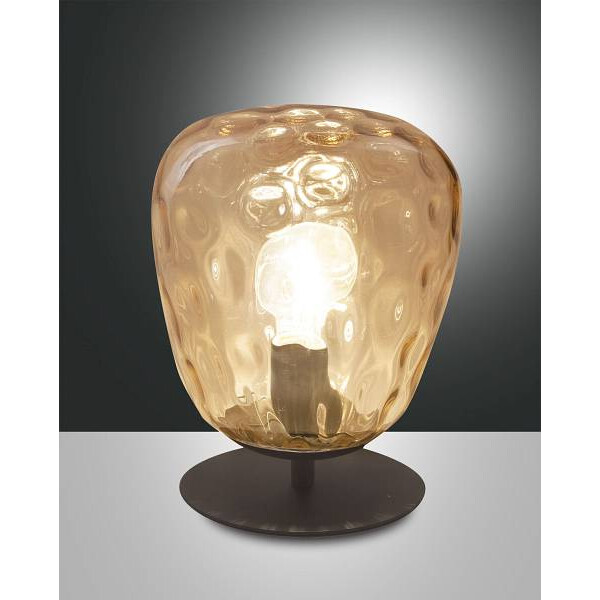 Fabas Luce Gisella Tischleuchte E27 1X40W Metall und geblasenes Glas Amber