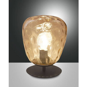 Fabas Luce Gisella Tischleuchte E27 1X40W Metall und geblasenes Glas Amber