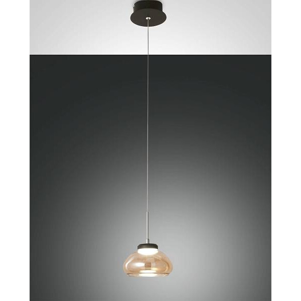 Fabas Luce Arabella Pendelleuchte LED 1x8W Metall und geblasenes Glas Amber