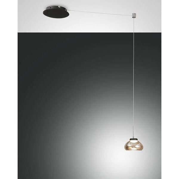 Fabas Luce Arabella Pendelleuchte LED 1x8W Metall und geblasenes Glas Amber