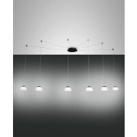 Fabas Luce Arabella Pendelleuchte LED 6x8W Metall und geblasenes Glas Weiss