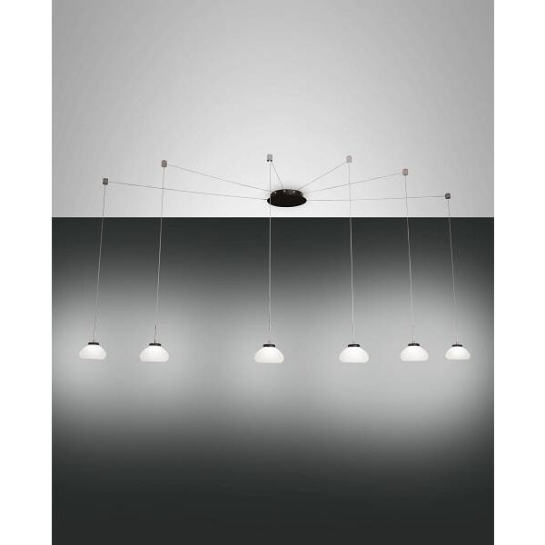 Fabas Luce Arabella Pendelleuchte inkl. Smartluce LED 6x8W Metall und geblasenes Glas Weiss
