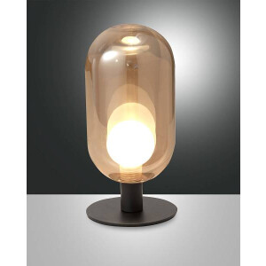 Fabas Luce Gubbio Tischleuchte G9 LED 1x3W Metall und Borsilicatglas Amber