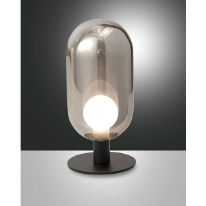 Fabas Luce Gubbio Tischleuchte G9 LED 1x3W Metall und Borsilicatglas Grau transparent