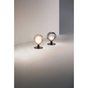 Fabas Luce Teramo Tischleuchte G9 LED 1x3W Metall und Borsilicatglas Grau transparent