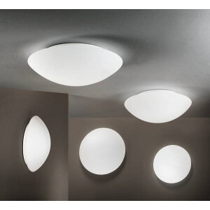 Fabas Luce Pandora LED Deckenleuchte LED 1x18W Metall und geblasenes Glas Weiss