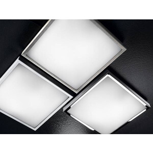 Fabas Luce Osaka LED Deckenleuchte LED 1x12W Metall und Glas Nickel satiniert