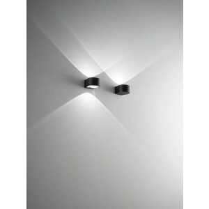 Fabas Luce Lao Wandleuchte LED 2x6W Aluminium und Kristallglas Schwarz