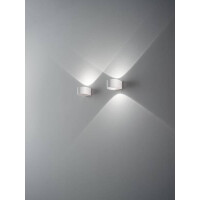Fabas Luce Lao Wandleuchte LED 2x6W Aluminium und Kristallglas Weiss