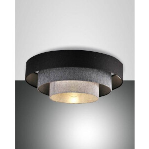 Fabas Luce Brava Deckenleuchte E27 1x60W Metall und Stoff schwarz/Grautöne
