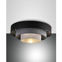 Fabas Luce Brava Deckenleuchte E27 1x60W Metall und Stoff schwarz/Grautöne