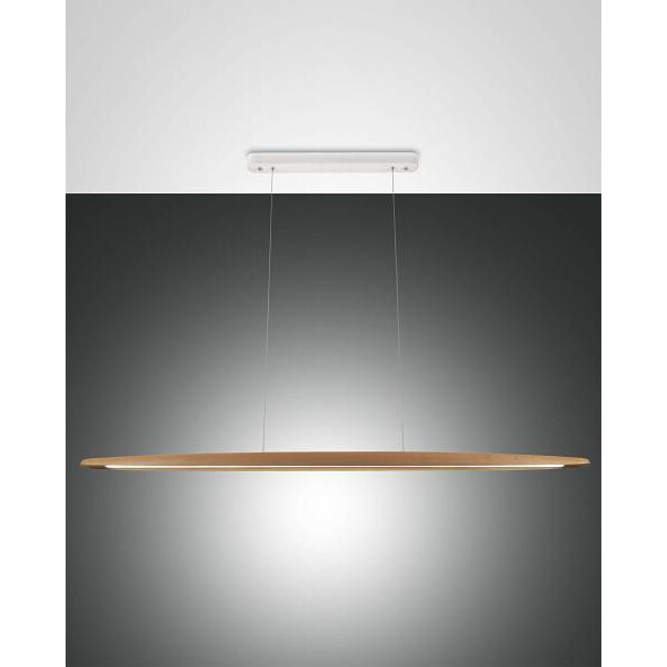 Fabas Luce Ribot Pendelleuchte LED 1x26W Metall und Holz mit Glas Eichenholz
