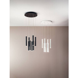 Fabas Luce Prado Pendelleuchte LED 8x 65W Metall- und Methacrylat Weiss