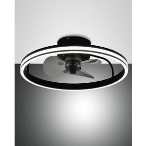 Fabas Luce Relais Deckenleuchte mit Ventilator (35W) LED (40W) Metall- und Polycarbonatstruktur Schwarz