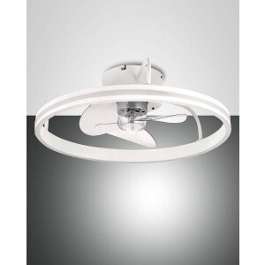 Fabas Luce Relais Deckenleuchte mit Ventilator (35W) LED (40W) Metall- und Polycarbonatstruktur weiß