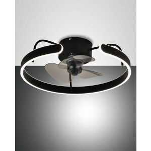 Fabas Luce Savoy Deckenleuchte mit Ventilator (35W) LED (40W) Metall- und Polycarbonatstruktur Schwarz