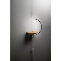 Fabas Luce Roseg Wand-Leseleuchte LED 1x95W Metall schwarz und Eichenholz